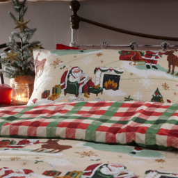 Jolly Santa Christmas Duvet Cover Set - Cream/Red / King - thumbnail 3