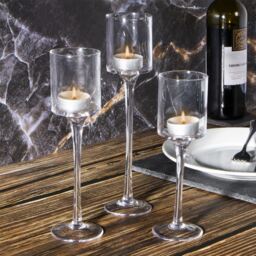 Tea Light Candle Holders - Set of 3 - Clear - thumbnail 3