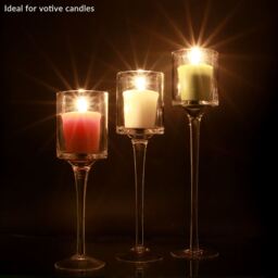 Tea Light Candle Holders - Set of 3 - Clear - thumbnail 4