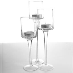 Tea Light Candle Holders - Set of 3 - Clear - thumbnail 2