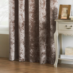 Verona Crushed Velvet Eyelet Curtains - Oyster / 183cm - thumbnail 3