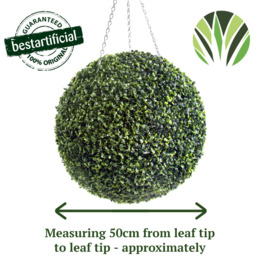 Best Artificial 50cm Green Boxwood Buxus Grass Hanging Basket Topiary Ball - Green - thumbnail 2