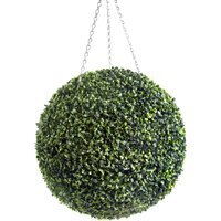 Best Artificial 50cm Green Boxwood Buxus Grass Hanging Basket Topiary Ball - Green - thumbnail 1