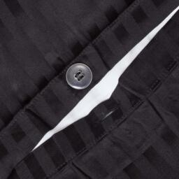 Satin Stripe Egyptian Cotton Duvet Cover with Pillowcase - Black / Double - thumbnail 3