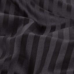 Satin Stripe Egyptian Cotton Duvet Cover with Pillowcase - Black / Double - thumbnail 2