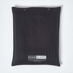 Satin Stripe Egyptian Cotton Duvet Cover with Pillowcase - Black / Double - thumbnail 4