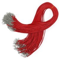 Red Waxed Cotton Pendant Cord with Metal Clasp - Red
