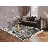 Mayfair Living Room Area Rug Metallic Sheen Contemporary Modern Canvas Design - Black / 170cm - image 1