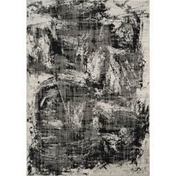 Mayfair Living Room Area Rug Metallic Sheen Contemporary Modern Canvas Design - Black / 170cm - thumbnail 2