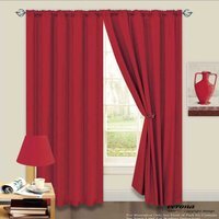 Plain Light Reducing Curtain Pair - Red / 46in / 54in