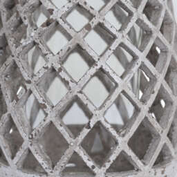 Large Conical Ceramic Lattice Hurricane Lantern - Stone - thumbnail 2