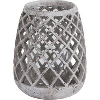 Large Conical Ceramic Lattice Hurricane Lantern - Stone