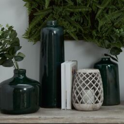 Large Conical Ceramic Lattice Hurricane Lantern - Stone - thumbnail 3