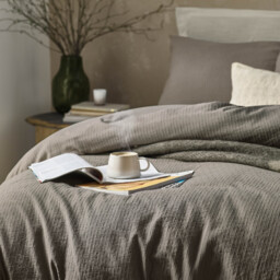 Malton Stripe Cotton Duvet Cover Set - Mole / Single - thumbnail 3