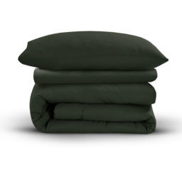 Soft Touch Plain Microfibre Duvet Cover and Pillowcase Set - Olive / Single - thumbnail 4