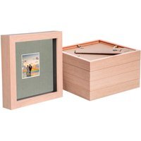 "6"" x 6"" 3D Box Photo Frames - 2"" x 2"" Mount - Pack of 5 - Light Brown/Grey"