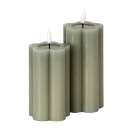 Luxe Collection Grey Pillar LED Candle Flameless Real Wax - Grey - thumbnail 5