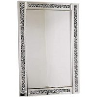 Small Crushed Jewel Wall Mirror Loose Diamante Mirror - Silver - image 1