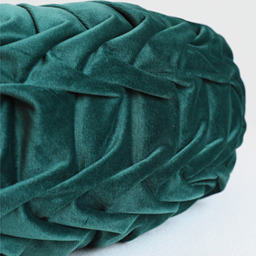 Round Pleated Pumpkin Velvet Cushion 45cm - Dark Green - thumbnail 3