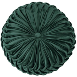 Round Pleated Pumpkin Velvet Cushion 45cm - Dark Green - thumbnail 2