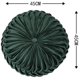 Round Pleated Pumpkin Velvet Cushion 45cm - Dark Green - thumbnail 4