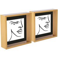 "3D Deep Box Photo Frames - 8 x 8"" with 6 x 6"" Mount - Pack of 2 - Light Wood/Black"