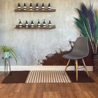 Indian Cotton Rug Dark Brown Beige for Home Yoga - Dark Brown - thumbnail 1