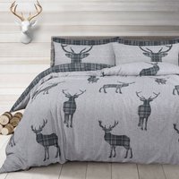 Cotton Rich Stag Grey Reversible Duvet Set - Grey / Single