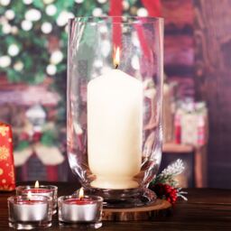 Tall Glass Storm Lantern Candle Holder - Clear - thumbnail 4