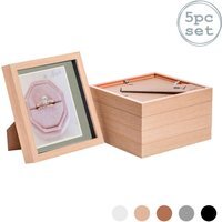 "3D Box Photo Frame - 8 x 8"" with 6 x 6"" Mount - Pack of 5 - Light Wood/Grey"