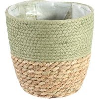 Two Tone Seagrass Planter Basket - Green and Natural / 19cm - image 1