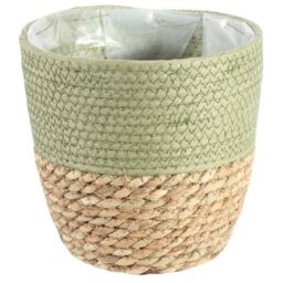 Two Tone Seagrass Planter Basket - Green and Natural / 19cm - thumbnail 2