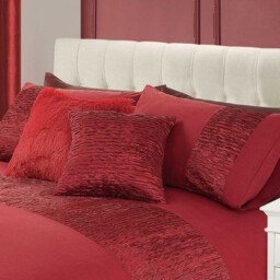 Satin Pleated Soft Touch Microfibre Plain Duvet Cover  Pillowcase Set - Burgundy / Single - thumbnail 2