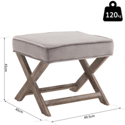 HOMCOM Footstool Padded X Shape Seat - Grey - thumbnail 2