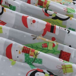 Santa Snowman Penguin Xmas Ho Ho Duvet Set - Grey or Multi / King - thumbnail 4