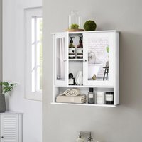Bathroom Cabinet with Double Mirror Doors Wall Mount Storage - White / 56cm - image 1