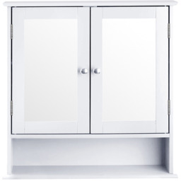 Bathroom Cabinet with Double Mirror Doors Wall Mount Storage - White / 56cm - thumbnail 4