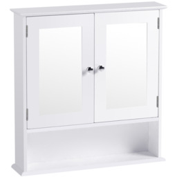 Bathroom Cabinet with Double Mirror Doors Wall Mount Storage - White / 56cm - thumbnail 3