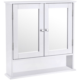 Bathroom Cabinet with Double Mirror Doors Wall Mount Storage - White / 56cm - thumbnail 2