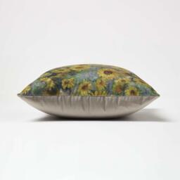 Van Gogh Sunflowers Filled Velvet Cushion - Taupe - thumbnail 4