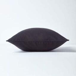 Homescapes Cotton Plain Cushion Cover - Black / 50cm - thumbnail 2