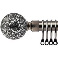 16-19mm Mirrored Extendable Durable Metal Curtain Pole Set - Black Silk / 160cm - image 1
