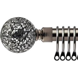 16-19mm Mirrored Extendable Durable Metal Curtain Pole Set - Black Silk / 160cm - thumbnail 2