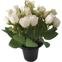 Artificial Rose Mix Remembrance Grave Pot - Blue - thumbnail 3