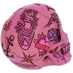 Pink Traditional Tribal Tattoo Fund Skull Money Box - 16cm - thumbnail 5