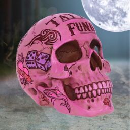 Pink Traditional Tribal Tattoo Fund Skull Money Box - 16cm - thumbnail 2