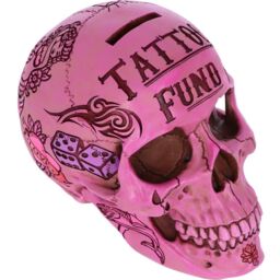 Pink Traditional Tribal Tattoo Fund Skull Money Box - 16cm - thumbnail 4