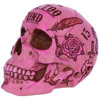 Pink Traditional Tribal Tattoo Fund Skull Money Box - 16cm - thumbnail 1
