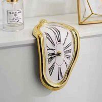 Melting Wall Clock Surreal Art Decor for Home - gold& white