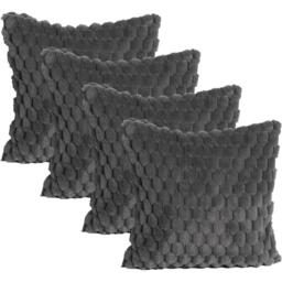 Pack Of Waffle Fleece Faux Fur Cushion Covers - Charcoal Grey / 4 - thumbnail 5